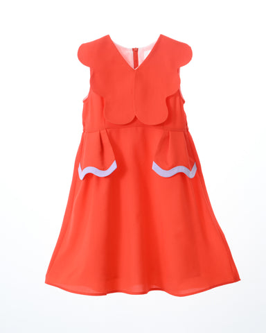 Colette dress (scarlet-orange/lavender)